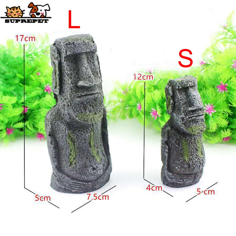 SUPREPET-piedra Moai misteriosa antigua para decoración de Acuario, ornamento de paisaje para pecera, accesorios para pecera