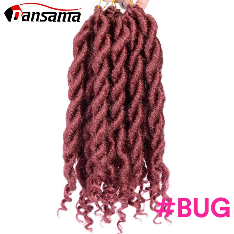 Dansama Godin Faux Locs Haak Hair Synthetisch Haar Gehaakte Vlechten Hair Extensions 12 Inch Blond Zwart Ombre Voor Vrouwen Mannen: # Bordeaux / 6 Stks/partij
