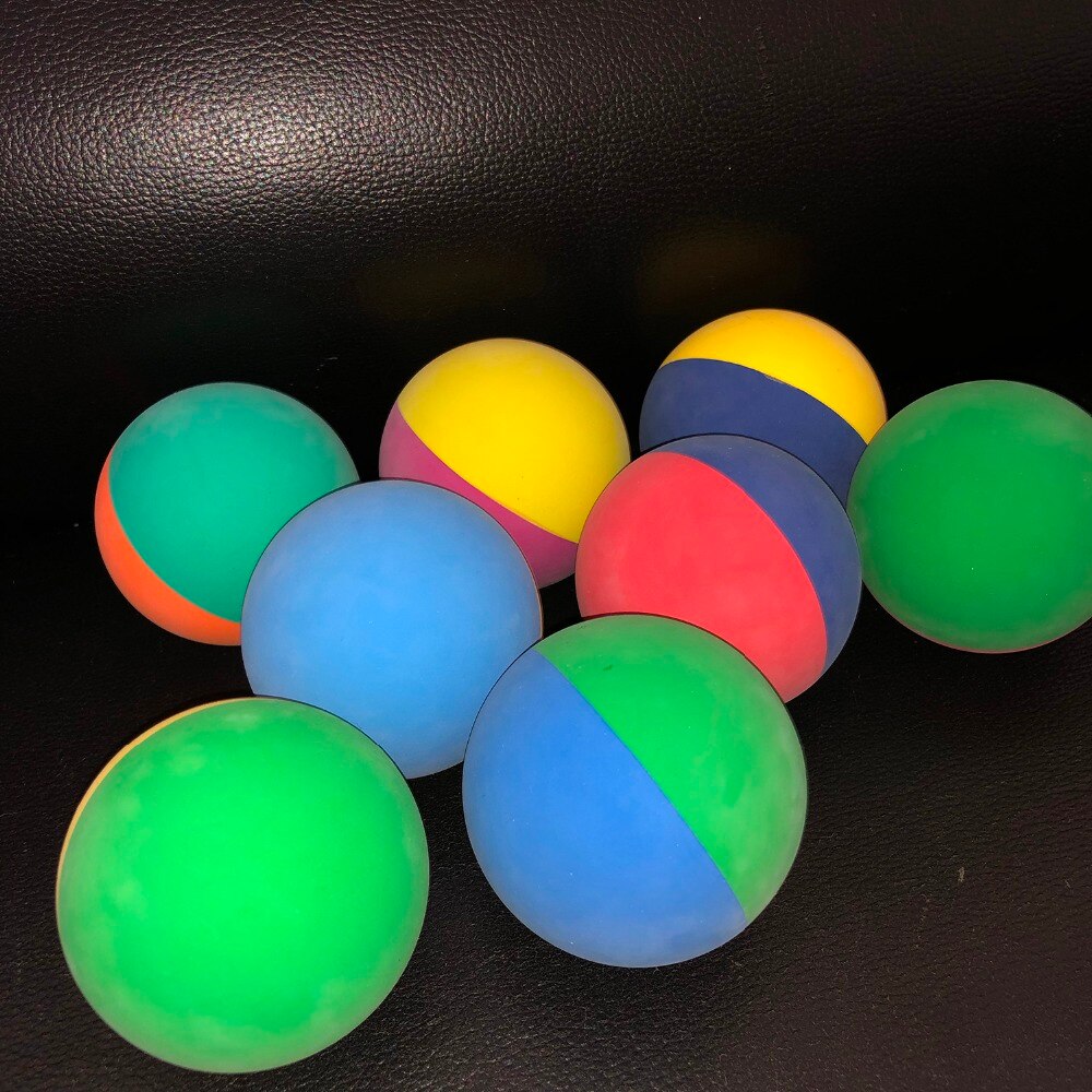 12 teile/los 6cm Bi-farbe Schläger Ball quetschen Niedriger Geschwindigkeit Gummi Hohl Ball Ausbildung Wettbewerb Hohe Elastizität mischen farbe