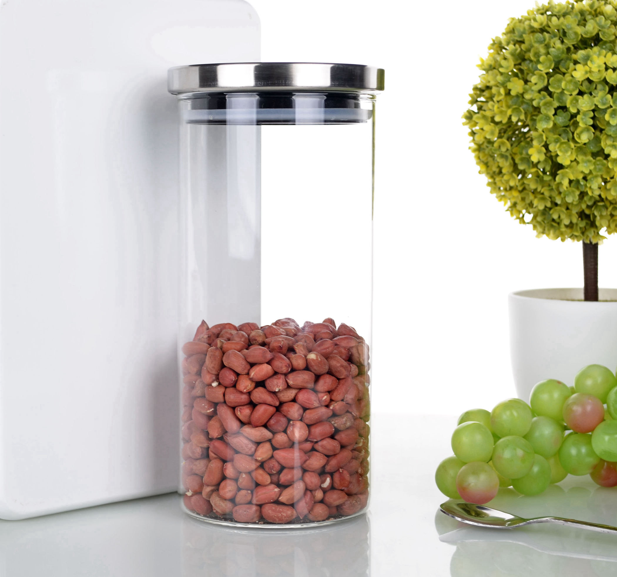 Glass Pantry Organization and Storage Jars Kitchen Food Containers w/ Stainless Steel Lid