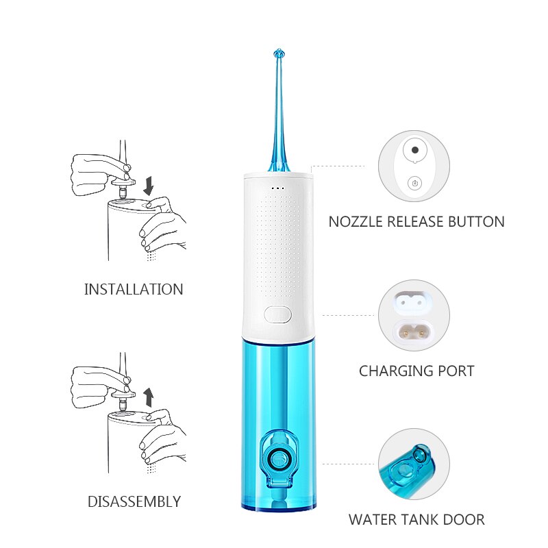 Soocas  w3 oral irrigator dental portable flosser tips usb oppladbart vann jet flosser ipx 7 irrigator for rengjøring av tenner