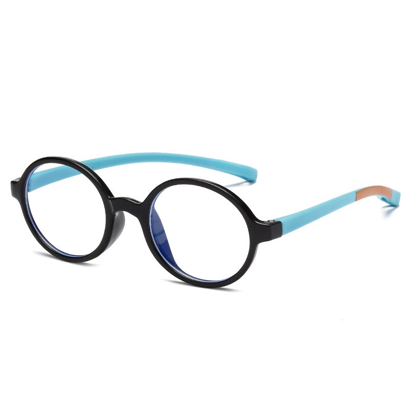 Gafas con montura de silicona suave para niños y niñas, lentes antirayos azules, Protector de ojos, montura de vidrio, lentes transparentes: C5 Black Blue