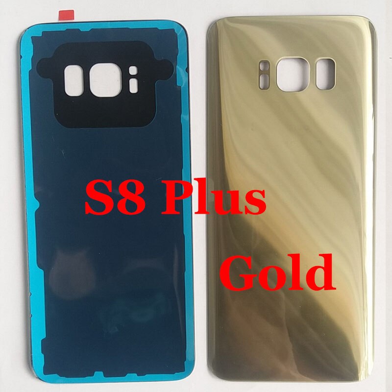 For SAMSUNG Galaxy S8 S8 Plus G950 G950F G950 G955F Back Glass Battery Cover Rear Door Housing Case Adhesive Camera Glass: S8plus gold