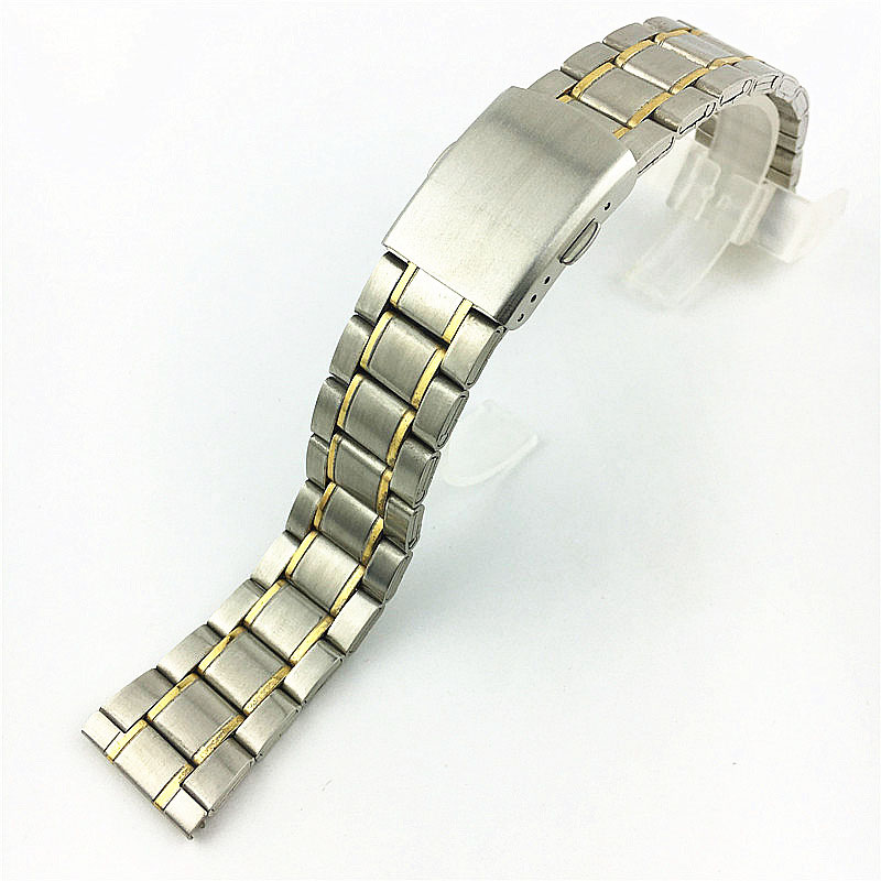 Cinturino di ricambio per orologio 12 14 16 18 20 22mm cinturino per orologio fibbia piatta cinturino in acciaio inossidabile cintura per bracciale a 5 file con perni