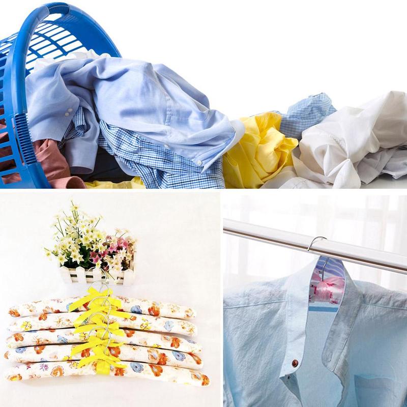 Lot de 5 cintres rembourrés en éponge à fleurs colorées, antidérapants, en satin de coton