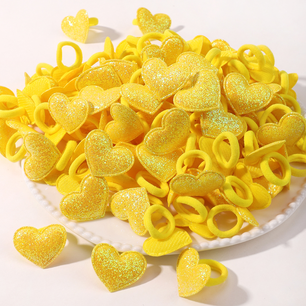 20 pçs crianças elásticos faixas de cabelo meninas bola de pelúcia faixa de borracha para crianças doces scrunchie laços de cabelo clipe acessórios de cabelo do bebê: Gengibre