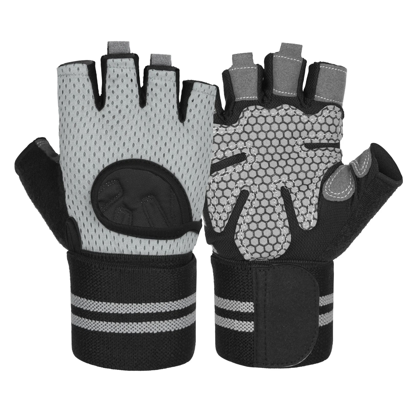 Gewichtheber-Handschuhe für Herren und Damen, Trainingshandschuh, Langhantel, Fitnessstudio, Fitness-Handschuhe mit Handgelenkstütze für Crossfit-Ausbildung, Übungsschutz: Rosa / L