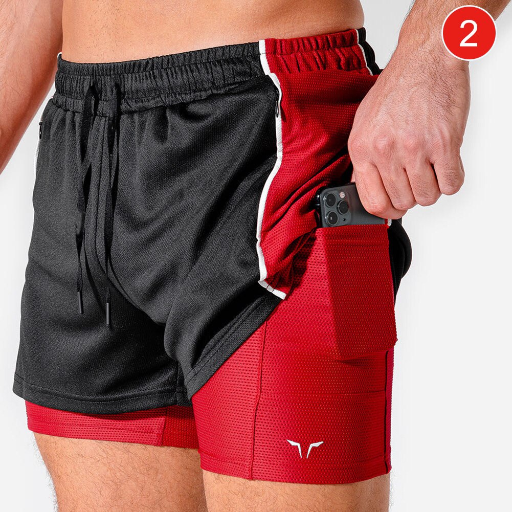 Men Sport Shorts Quick Drying Breathable with Pocket Stretchy for Fitness Summer B99: 2 / L