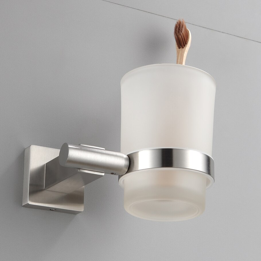 Porte-gobelet mural fixe pour brosse à dents et gobelet en verre, accessoire de salle de bain
