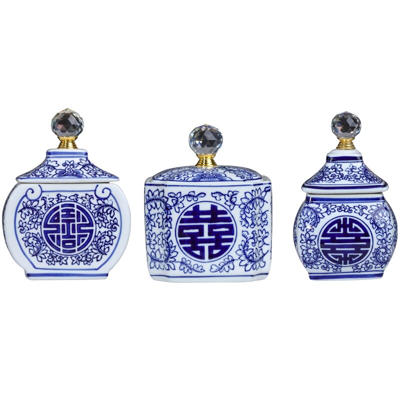 Jingdezhen porselenskrukke blå og hvit keramisk gryte hjemmeinnredning rom veranda lagring gryte te krukke lagring og dekorasjon