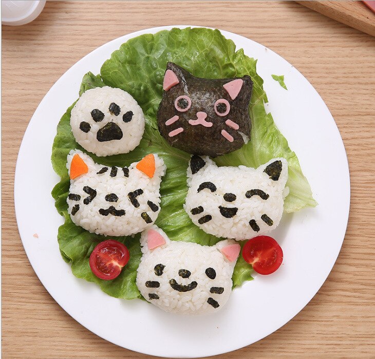 pus ris rull form sett søte sushi tegneserie lunsj form kjøkkenutstyr, sushi verktøy, barnesushi