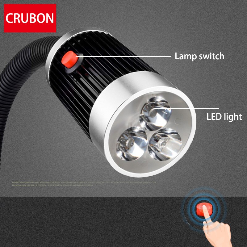 Led maskin arbejdslampe 24v/220v 9w led belysning med 50cm/ 80cm/100cm/120cm til industriel maskine cnc fræsemaskine lys