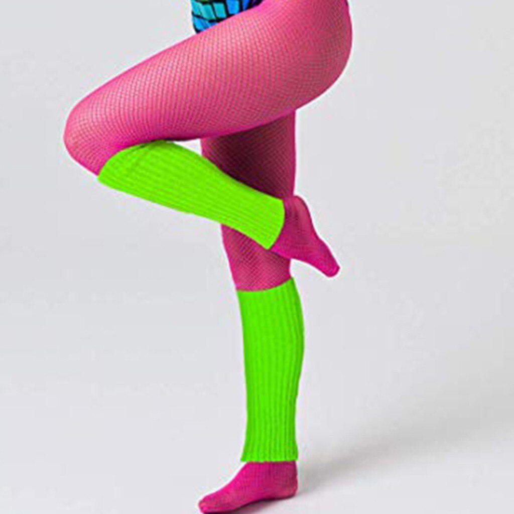 Femmes hiver jambières Fluorescence couleur rayure bottes manchettes plus tricot jambe fête bas calentadores de pierna mujer # CN20