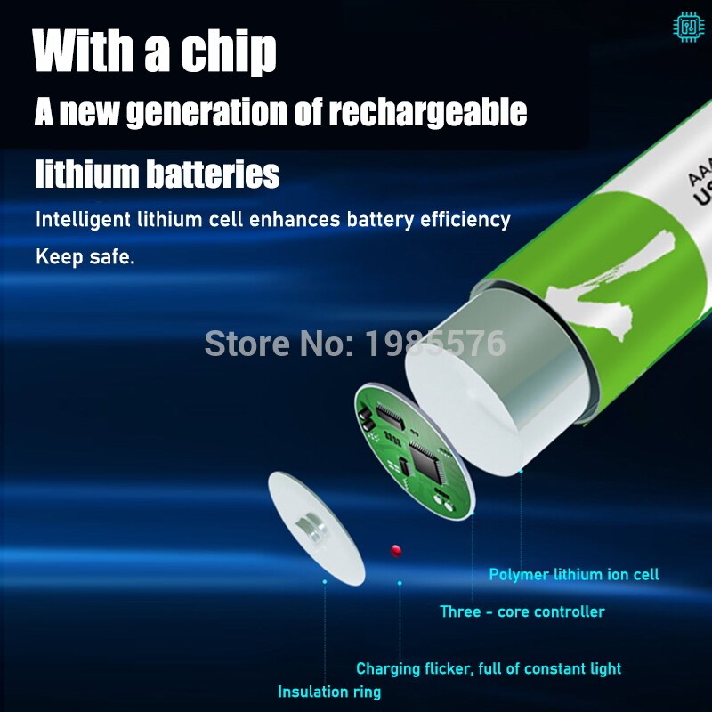 AAA Rechargeable Batteries - 1.5V 550mWh USB Li-Ion - Pack of 4, 8, 12, or 20