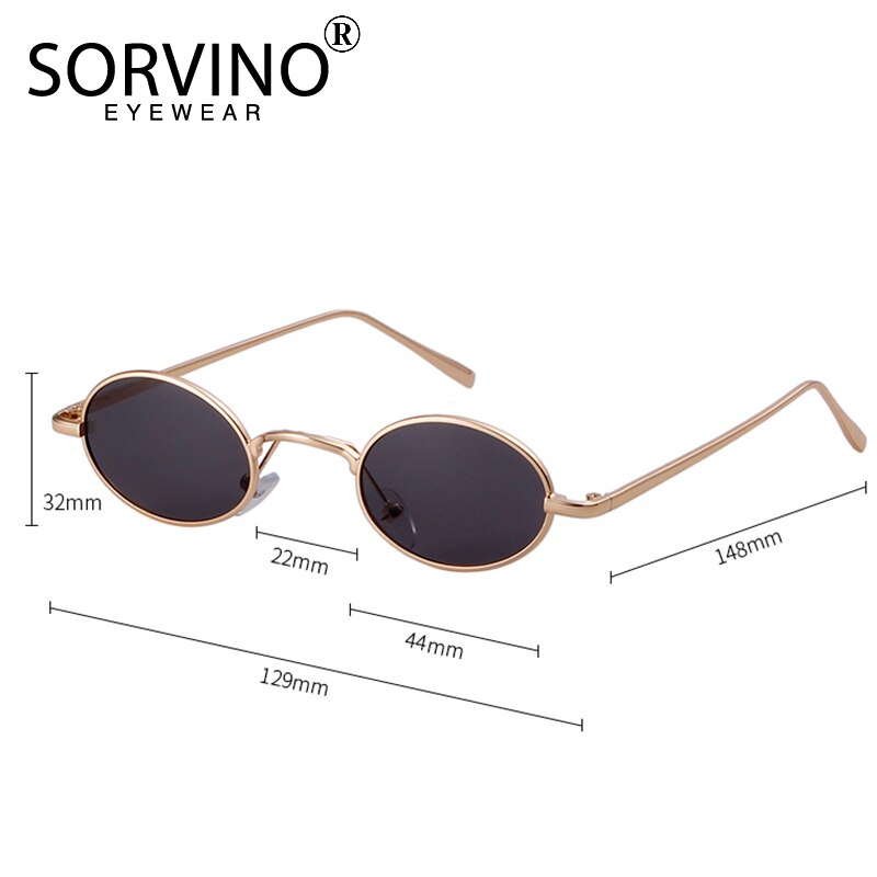 SORVINO Skinny Steampunk Oval Sunglasses Women Vintage Small Steam Punk Goggles Gold Tiny Sun Glasses Shades SN229