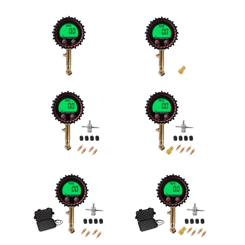 Glow Dial Tire Inflator Pressure Gauge Easy Read LCD Display 0.1 Resolution K0AF