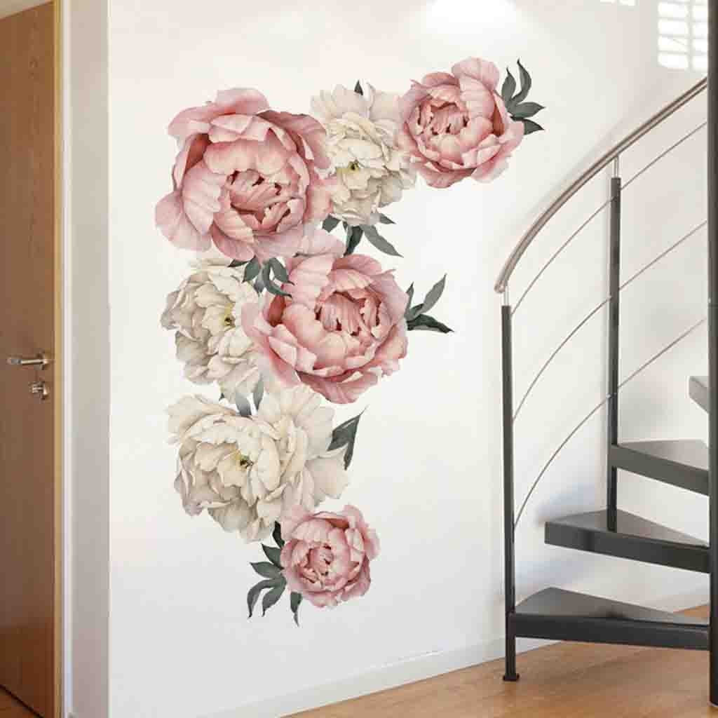 2 Maten Muursticker Pvc Peony Rose Bloemen Vochtwerende Waterdicht Art Nursery Decals Home Decor Muursticker #25