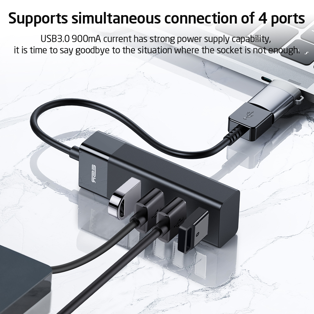 ESR USB HUB Adapter USB 3.0 Dock Fast Transfer Splitter 4 Ports 4-In-1 USB Extention Data Transfer for PC MacBook
