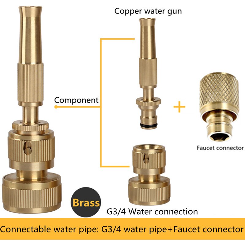 Carved Wall Mount Garden Faucet Lengthen Brass Decorative Outdoor Bibcock Tap Watering Fitting Faucet Adapter: G3-4 Tip and Adapter