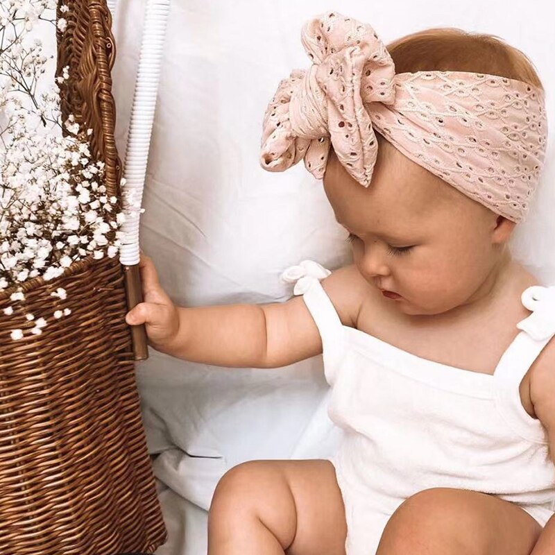 Baby Hoofdband Bows Haarband Voor Meisjes Hollow Headwrap Brede Tulband Kinderen Effen Kleur Haaraccessoires Infant Mooie Hoofdbanden