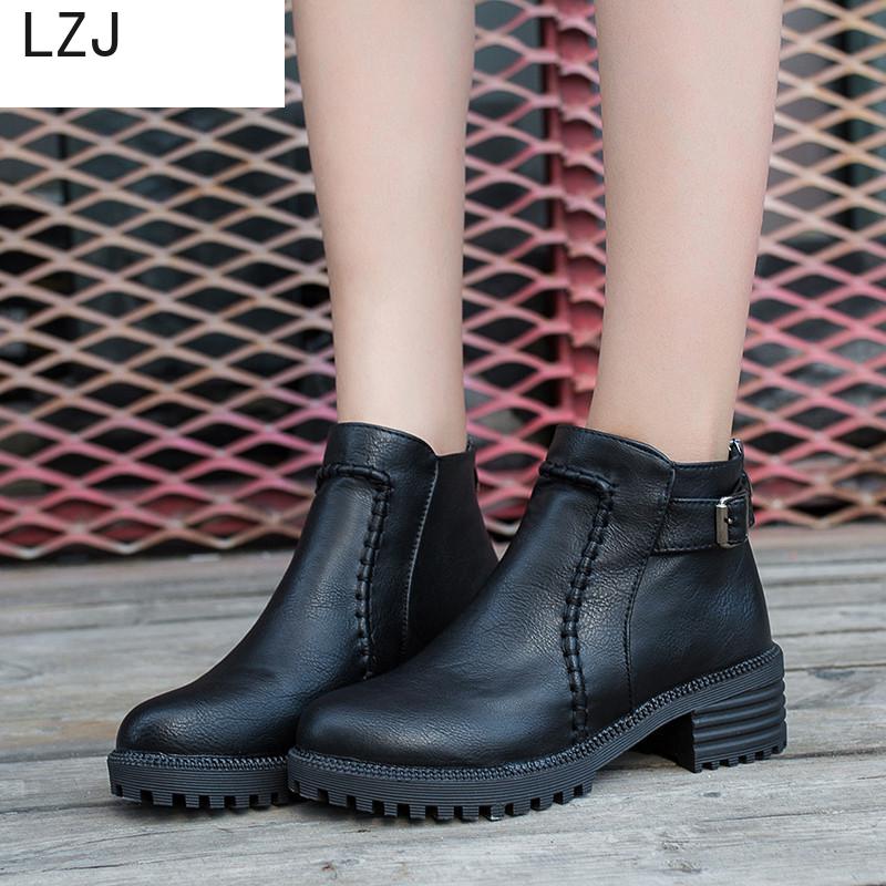 LZJRound-bottines à talons hauts carrés pour femmes, à la , assorties, tailles 34-43, Botas Mujer, collection bottines à fermeture éclair