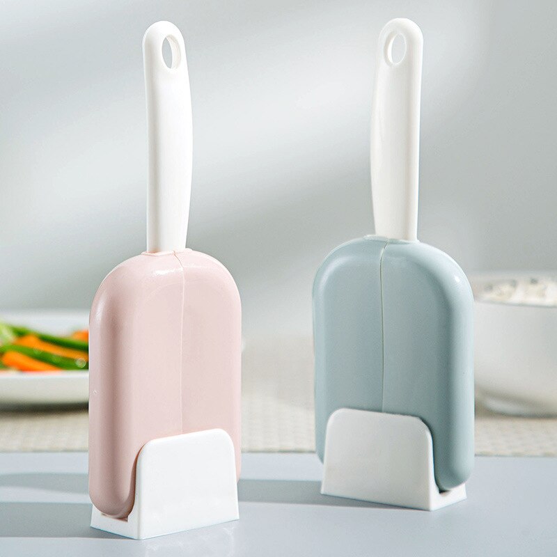 Portable Rice Spoon Holder Stand Tool Kitchen Suction Cooker Scoop Rack Handy Automatic Open Close Dust Cover Spoon Storage Rack