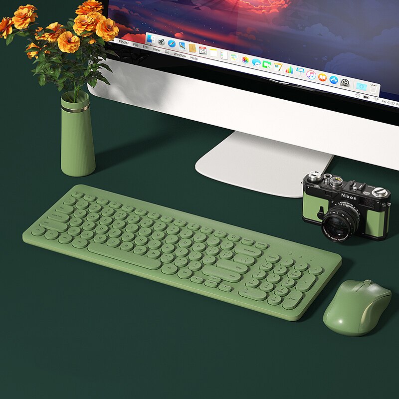 Draadloze Gaming Toetsenbord Muis Set Voor Macbook Xiaomi Stille Magic 2.4G Draadloze Toetsenbord Muis Combo Computer Pc Gamer Toetsenbord: Green Set