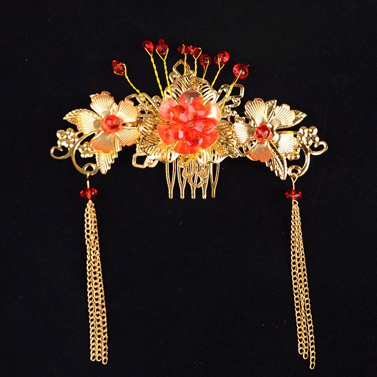 AINILIDAN Bride Tiara Golden Hair Combs Chinese Style Wedding Hair Accessories Small Phoenix Coronet Bridal Crown Forehead: No. 12