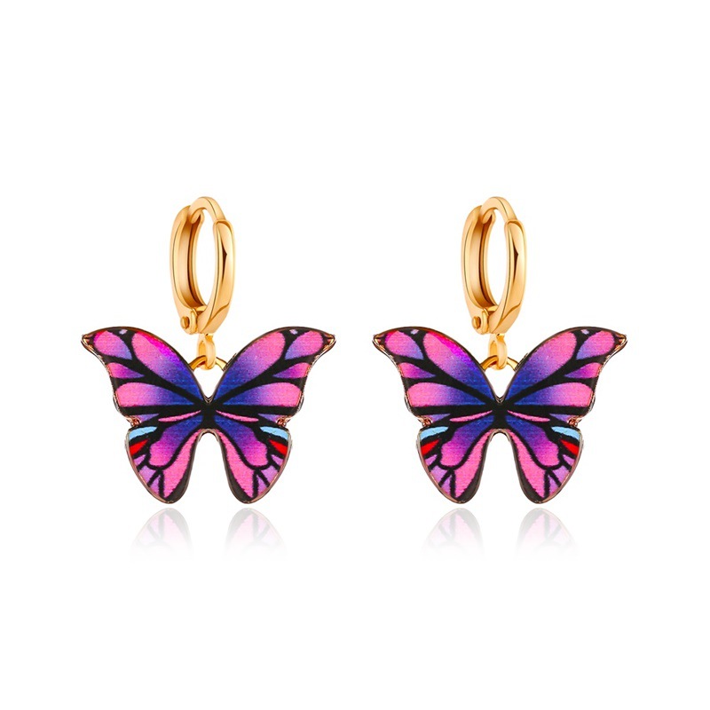 Mooie Dubbele Vlinder Oorbellen Europese Zomer Meisjes Multicolor Grote Ronde Cirkel Gold Hoop Oorbellen Sieraden Voor Vrouwen: 09