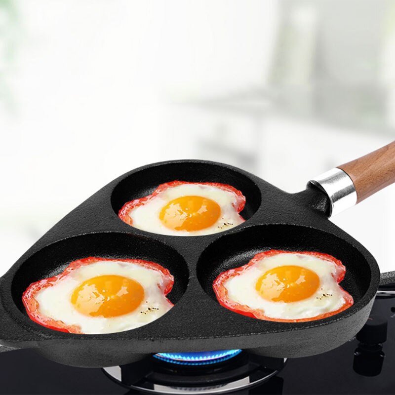 Støbejern omelet æggeburger stegt æggekande pandekageform med 3- former