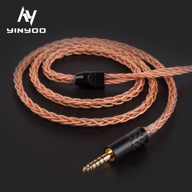 Yinyoo-Cable de cobre y cristal de alta gama, conector MMCX/2PIN mejorado de 8 núcleos, 2,5/3,5/4,4 MM, para BLON BL-01 KZ EDX