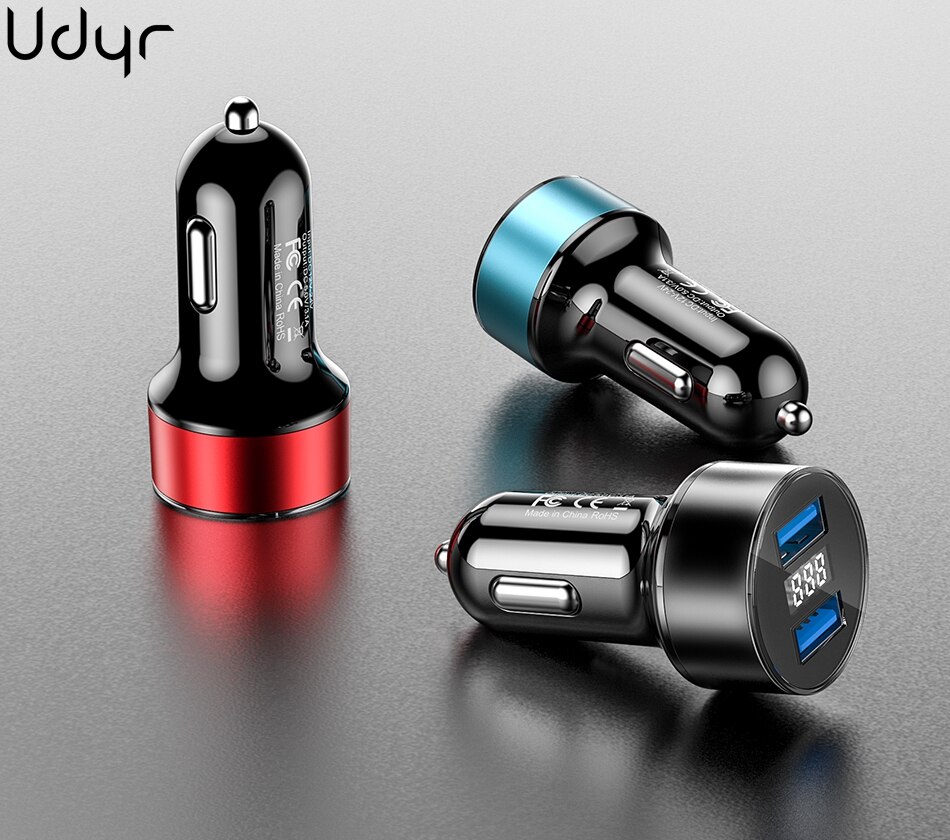 Udyr 3.1A Dual Usb Car Charger Met Led Display Mobiele Telefoon Auto-Oplader Voor Xiaomi 9 Samsung S8 Iphone 11 6 6 S 7 8 Plus Tafel