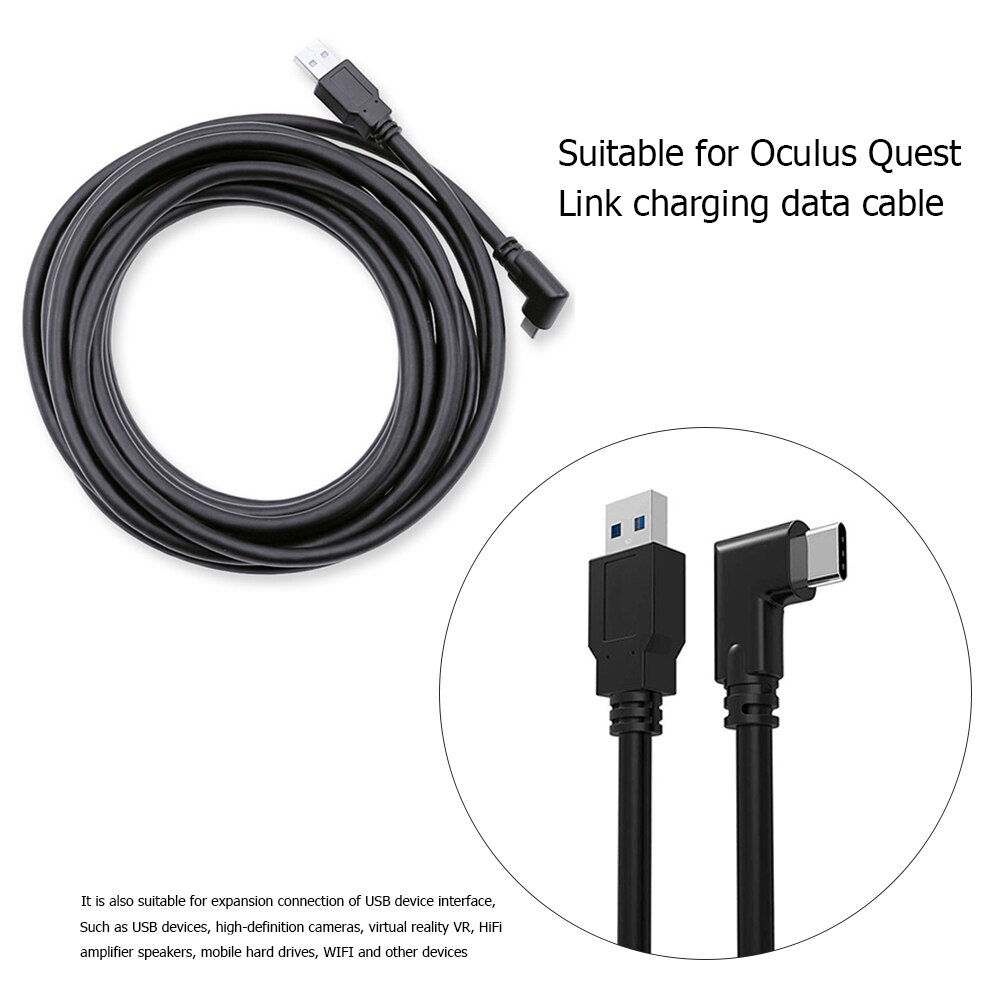 Cable de carga de línea de datos de 5M para auriculares Oculus Quest 2 Link VR, USB 3,0 tipo C, USB-A de transferencia de datos a Cable tipo C, accesorios de VR