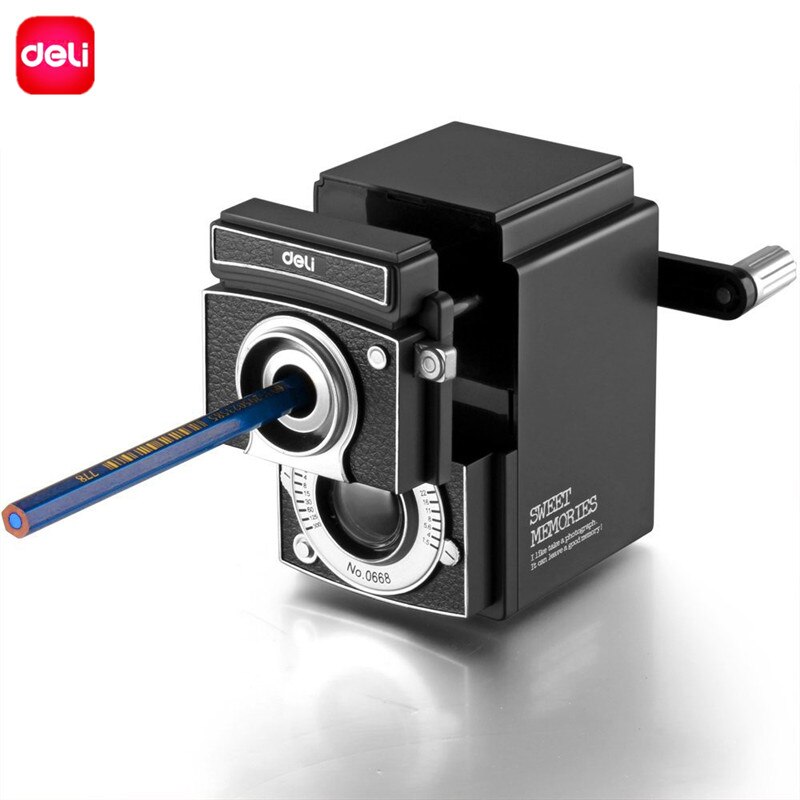 Deli 0668 manual pencil sharpener Vintage Camera Pencil Sharpener Hand Pencil Sharpener Student Pencil Sharpener