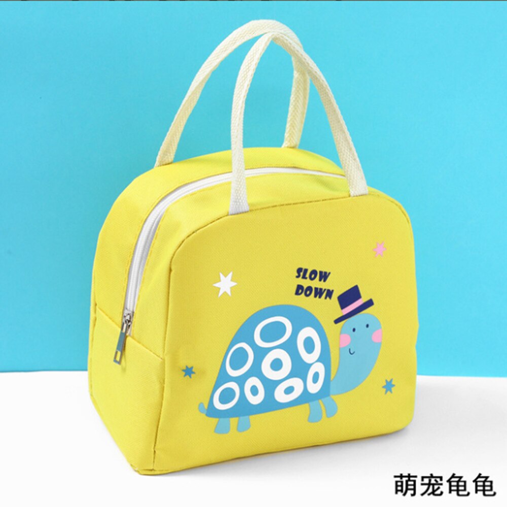 Cartoon Lunch Tas Isolatie Zak Oxford Doek Lunch Tas Met Rijst Dier Patroon Draagbare Lunchbox Tas: YELLOW