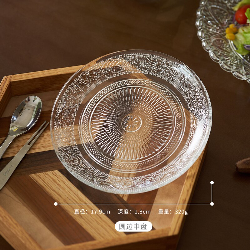 Chinese Glass Dim Sum Plate Good-looking Dessert Plate Affordable Luxury Style Fruit Plate Living Room Home Small Exquisite: Silver