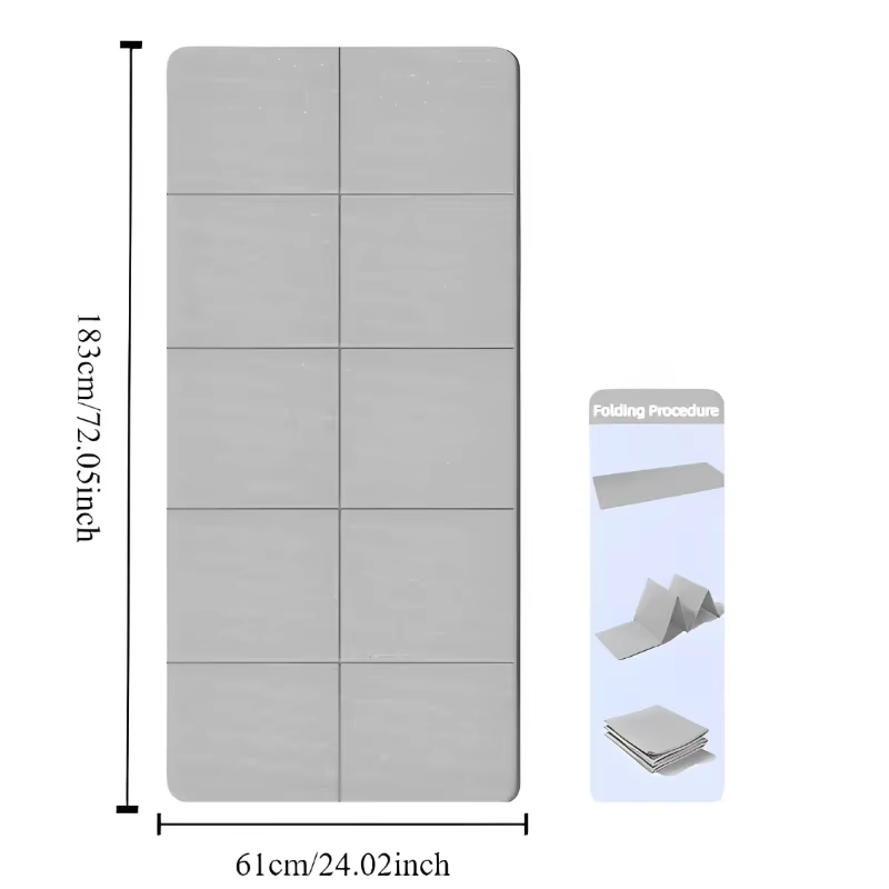 Sammenleggbar yogamatte, lydløs, miljøvennlig, sammenleggbar, reise, fitness, trening, dobbeltsidig, sklisikker, for pilates og gulvtrening, dans: Svart