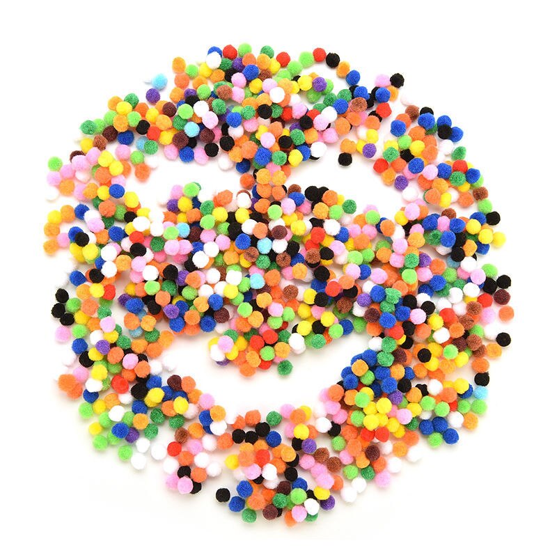 1000Pcs/lot 10mm Mixed Color Soft Fluffy Pom Pom For Kids Crafts Round Shaped Pompom