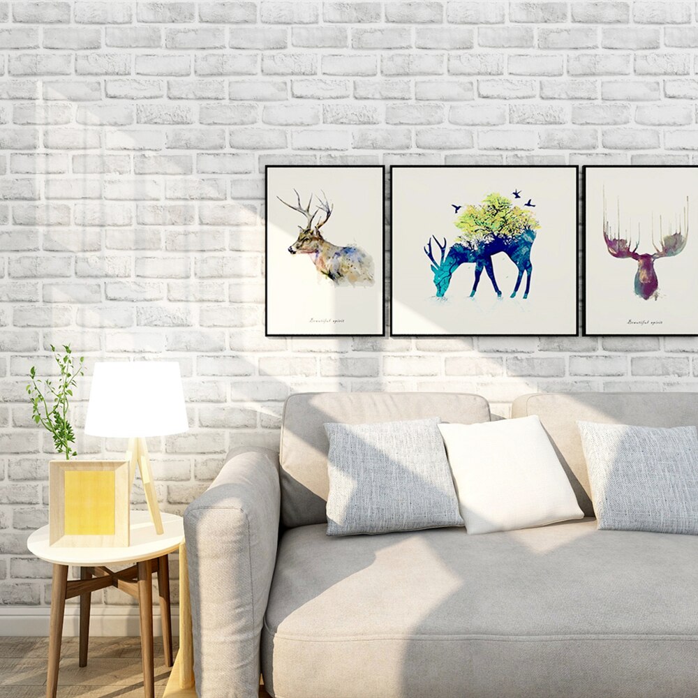 Wokhome-papel tapiz de ladrillo de imitación, vinilo autoadhesivo, papel de Contacto blanco/gris, pegatinas decorativas para pared de baño