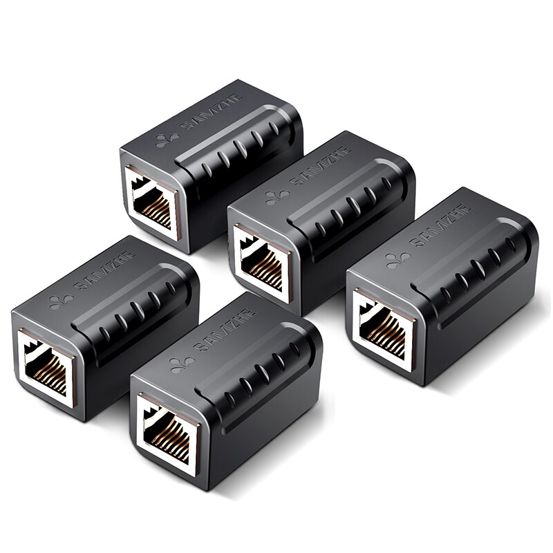 Samzhe ethernet kabel adapter 8 p 8c rj45 lan kabel forlængerstik til internetforbindelse hun til hun: Brun