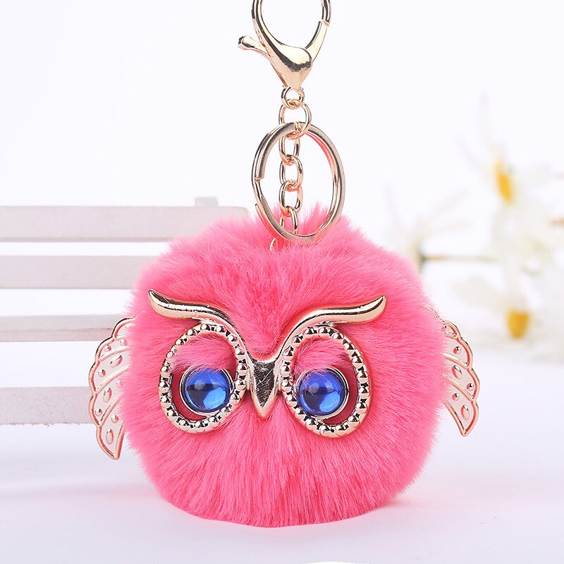 -Metalen Cartoon Key Button Uil Kleine Sieraden Autosleutel Hanger Plaats Van Herkomst Levering Van Goederen: Rose red