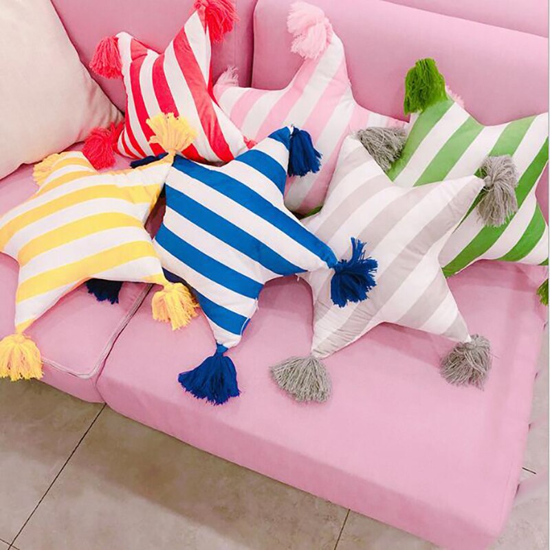 Baby Crib Cushion Bumpers Baby Room child pillow cotton cuddle pillow Simple tassel style Cushion Pillows BXX014