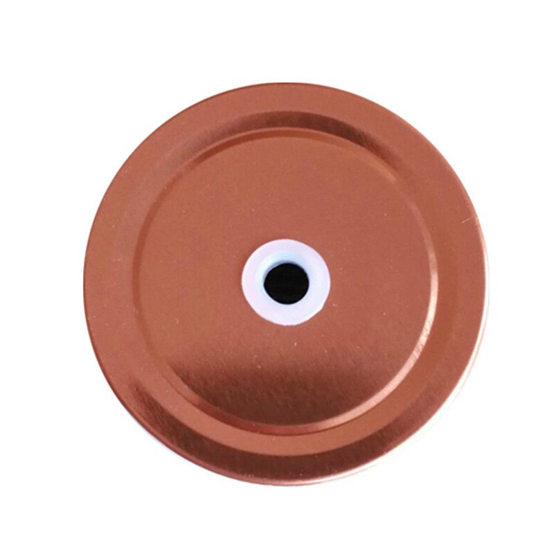 5 Pièces Couvercles De Pot Mason Avec Trou De Paille Durable Étain Bouche Régulière D'étanchéité Pot Couvercle Pour Tasse Maçon Maison Accessoires De Cuisine: Rose Gold