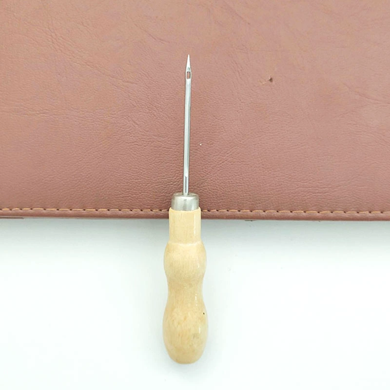 Punzón de costura con mango de madera, herramienta de punzón para rascar, punzonado para bolsa de cuero, herramienta de reparación de zapatos de costura hecha a mano, 1 ud.: Verde militar