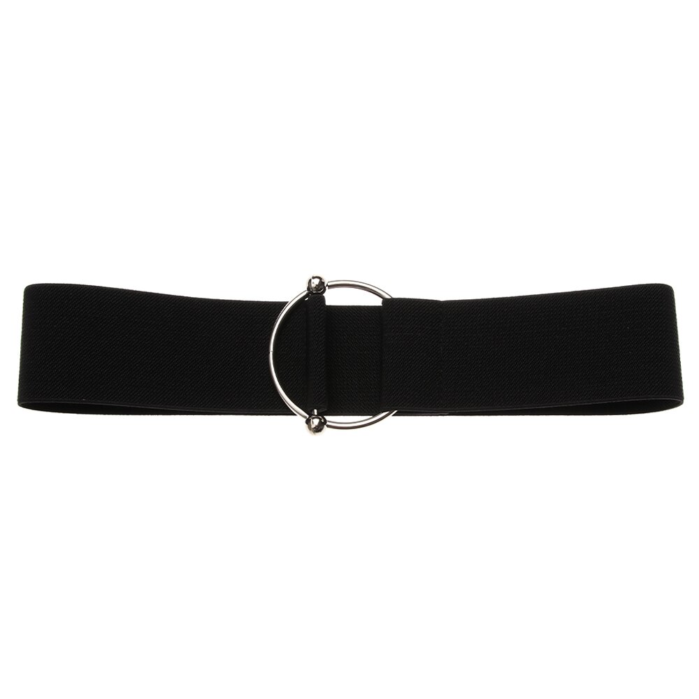 1PC Women Waist Belts Cotton Cloth Elastic Band Round Simple Buckle Decoration Dress Waist Chain for Coat Sweater: black