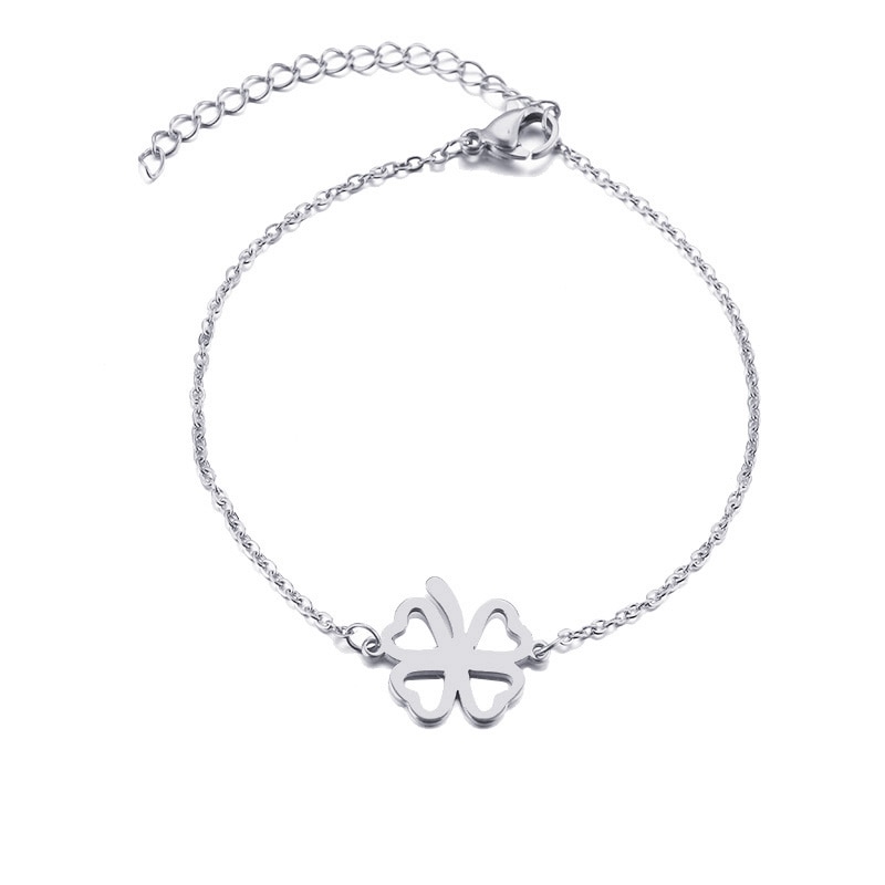 CACANA Stainless Steel Bracelet For Women Man Hollow Clover Gold And Silver Color Pulseira Feminina Lover's Engagement Jewelry