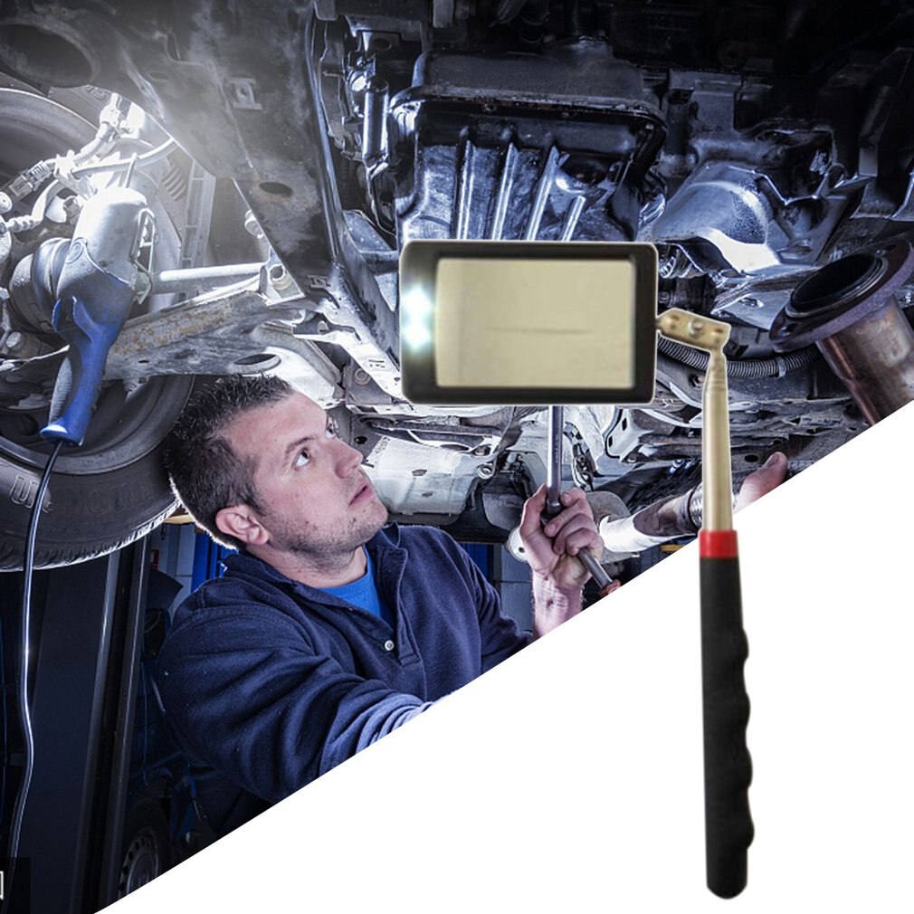 Miroir d'inspection Flexible télescopique avec éclairage LED brillant, pivotant à 360 degrés pour une visualisation supplémentaire, outil automobile Portable