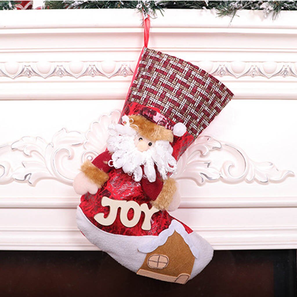 Vrolijk Kerstfeest Pluche Boom Opknoping Snoep Sokken Decoratieve Brief Patroon Kerstsok Bag Kerst Hanger: C