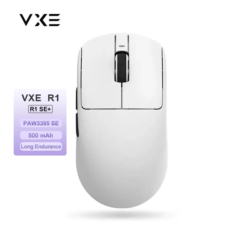 VXE Dragonfly R1 Pro MAX Wireless Lightweight Gaming Mouse PAW3395 26000DPI Low Latency 50G Accelerated Cable Gaming Mouse: WHITE