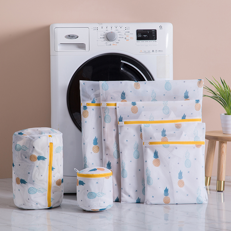 Wäschesack, feinmaschig, niedlich bedruckt, Waschbeutel für Waschmaschine, Kleidung, Organizer, Unterwäsche, BH, sauberer Korb, mehrere Größen: Lila